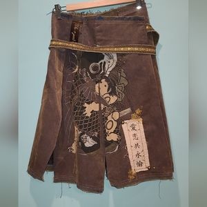 CORDUROY skirt with slits and gaze underlining